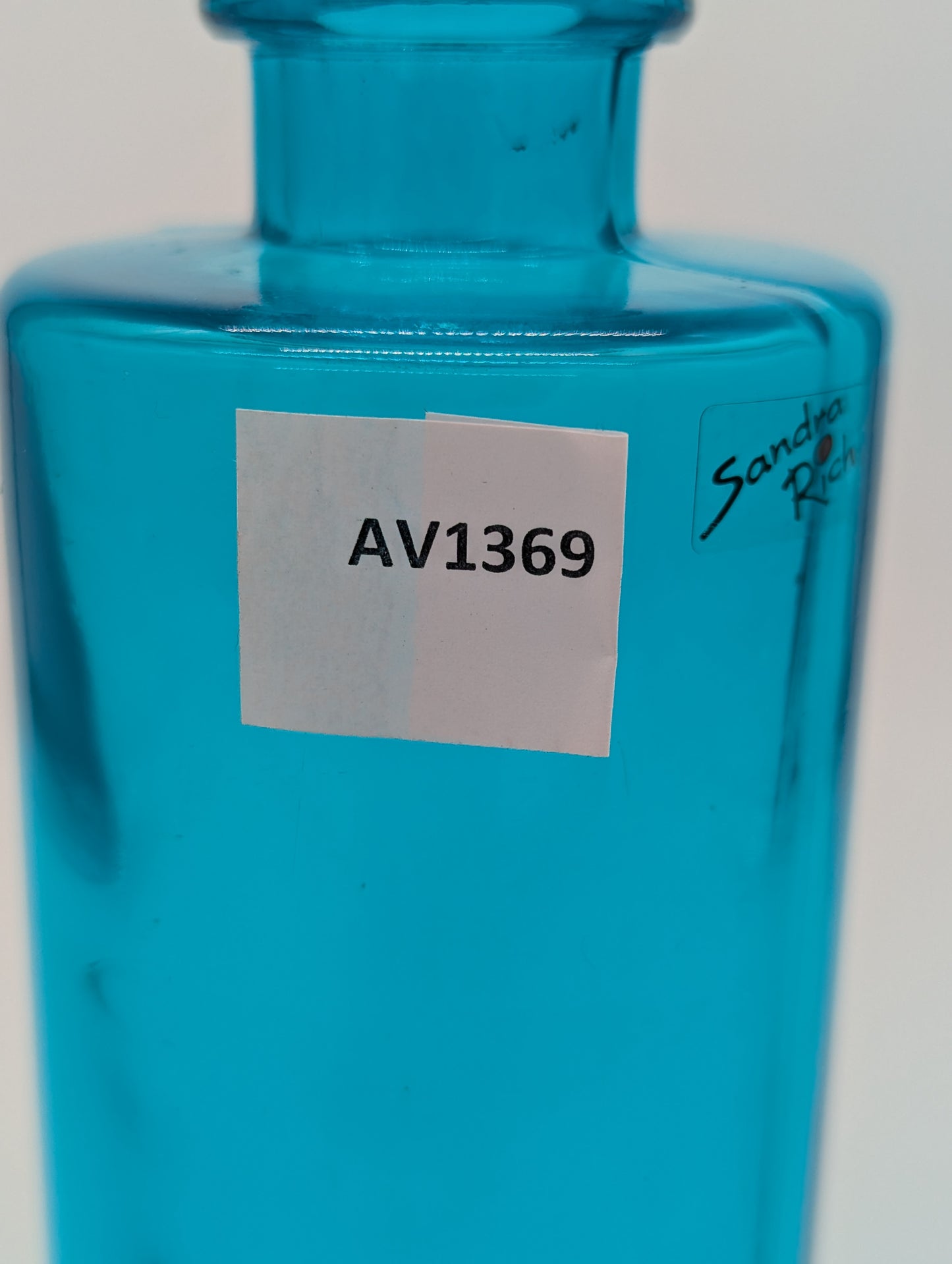 Glas Karaffe Vase Blumenvase von Sandra Rich aus blauem Glas Vintage Deko