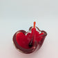 Murano Stil Glasschale Aschenbecher mit Glasstab mundgeblasen in Rot Vintage