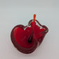 Murano Stil Glasschale Aschenbecher mit Glasstab mundgeblasen in Rot Vintage