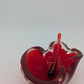 Murano Stil Glasschale Aschenbecher mit Glasstab mundgeblasen in Rot Vintage