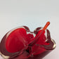 Murano Stil Glasschale Aschenbecher mit Glasstab mundgeblasen in Rot Vintage
