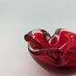 Murano Stil Glasschale Aschenbecher mit Glasstab mundgeblasen in Rot Vintage