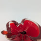 Murano Stil Glasschale Aschenbecher mit Glasstab mundgeblasen in Rot Vintage