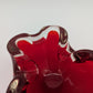 Murano Stil Glasschale Aschenbecher mit Glasstab mundgeblasen in Rot Vintage