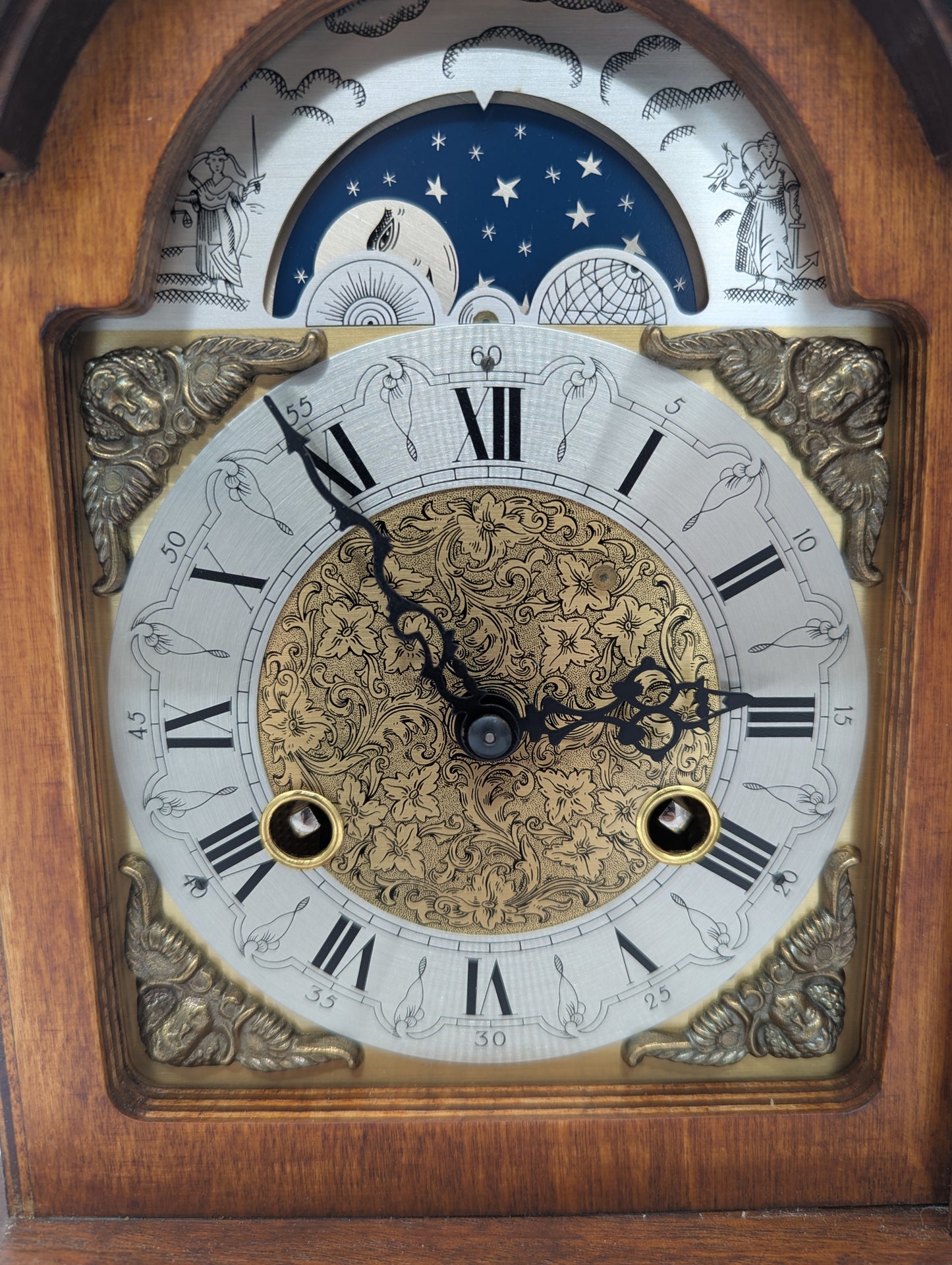 Hermle Tischuhr Kaminuhr mit Mondphase Dekorativ Vintage Mechanisches Uhrwerk