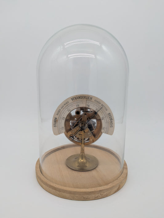 Aneroidbarometer Barometer mir Glasdom Messing Mechanik Wetterstation Vintage