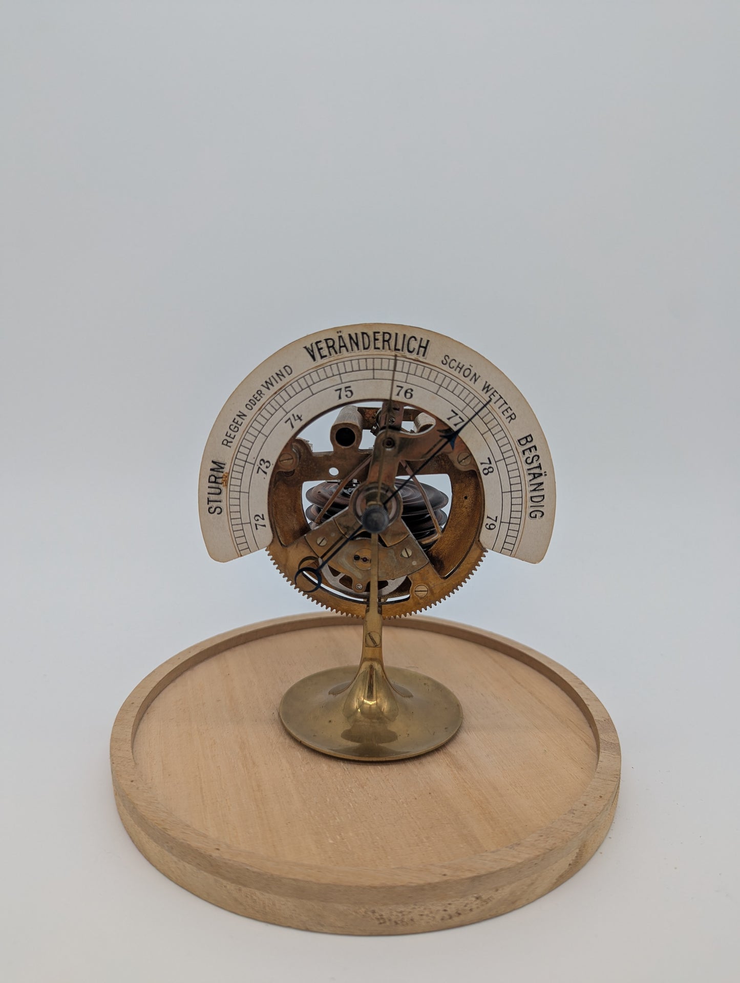 Aneroidbarometer Barometer mir Glasdom Messing Mechanik Wetterstation Vintage