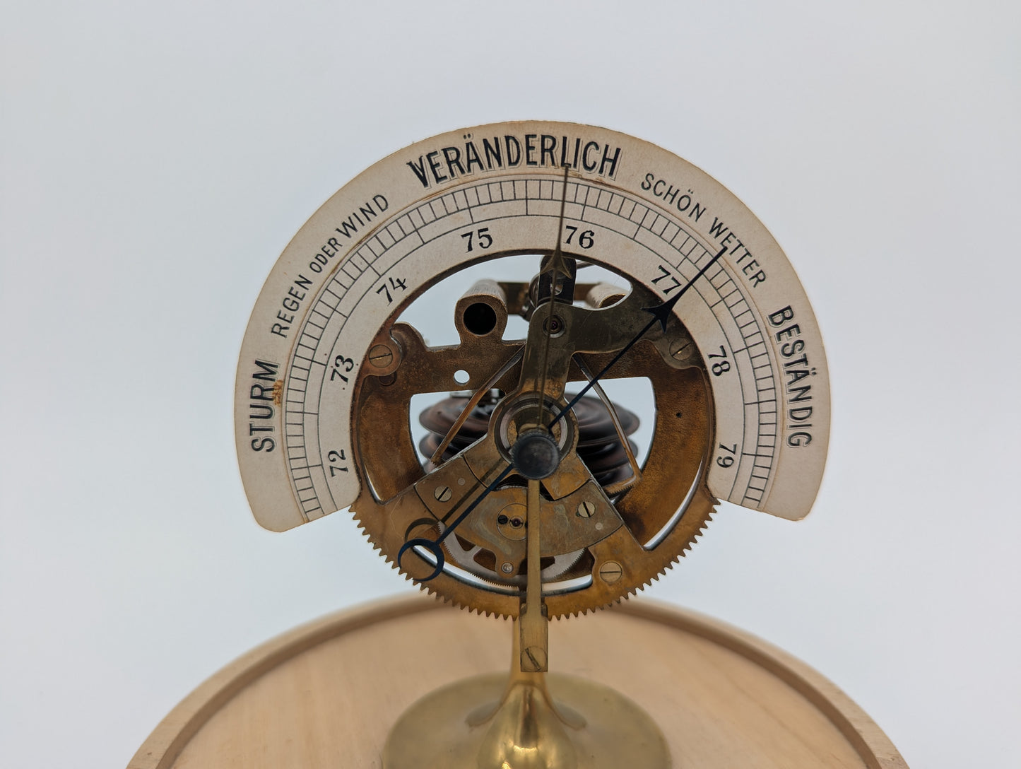 Aneroidbarometer Barometer mir Glasdom Messing Mechanik Wetterstation Vintage