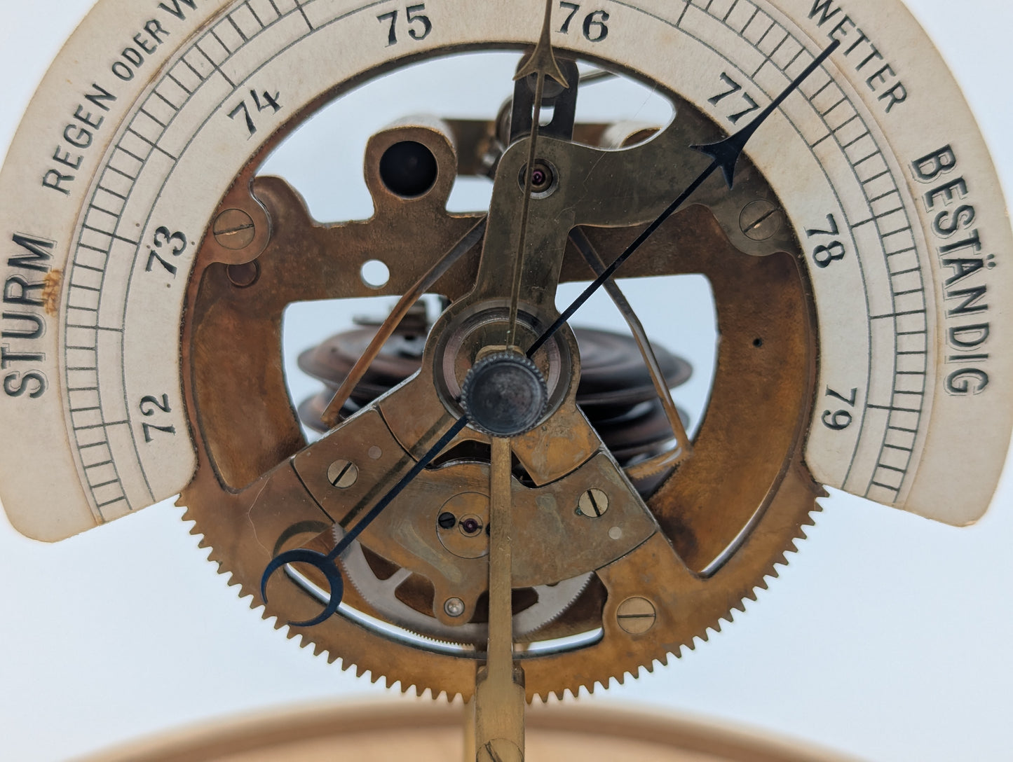 Aneroidbarometer Barometer mir Glasdom Messing Mechanik Wetterstation Vintage
