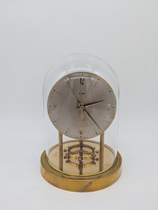 Zentra Tischuhr Kaminuhr mit Drehpendel und Glasdom Quarzwerk Vintage