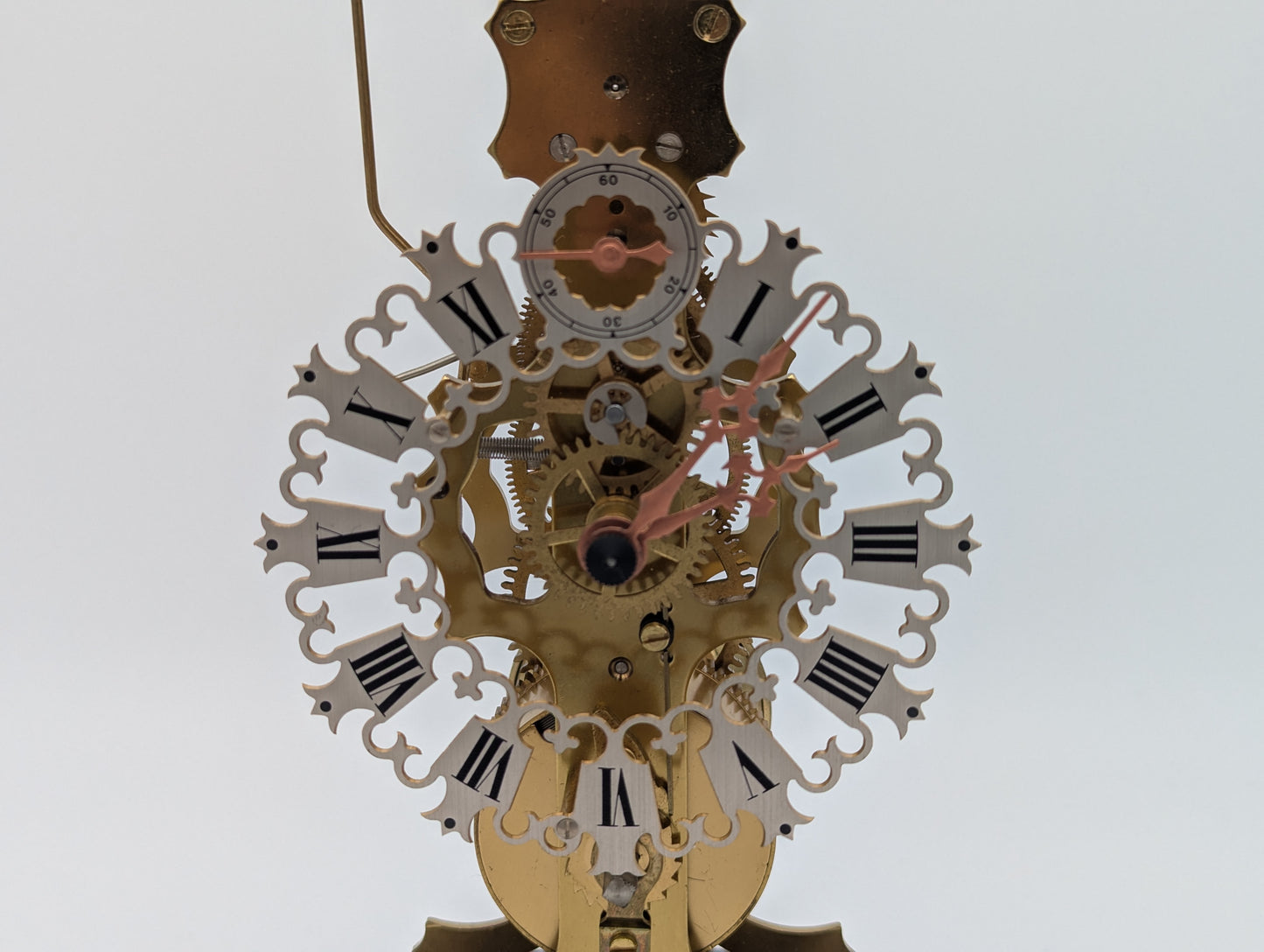 Skelett Uhr Tischuhr JTK Germany unter Glasdom Mechanische Uhr Vintage