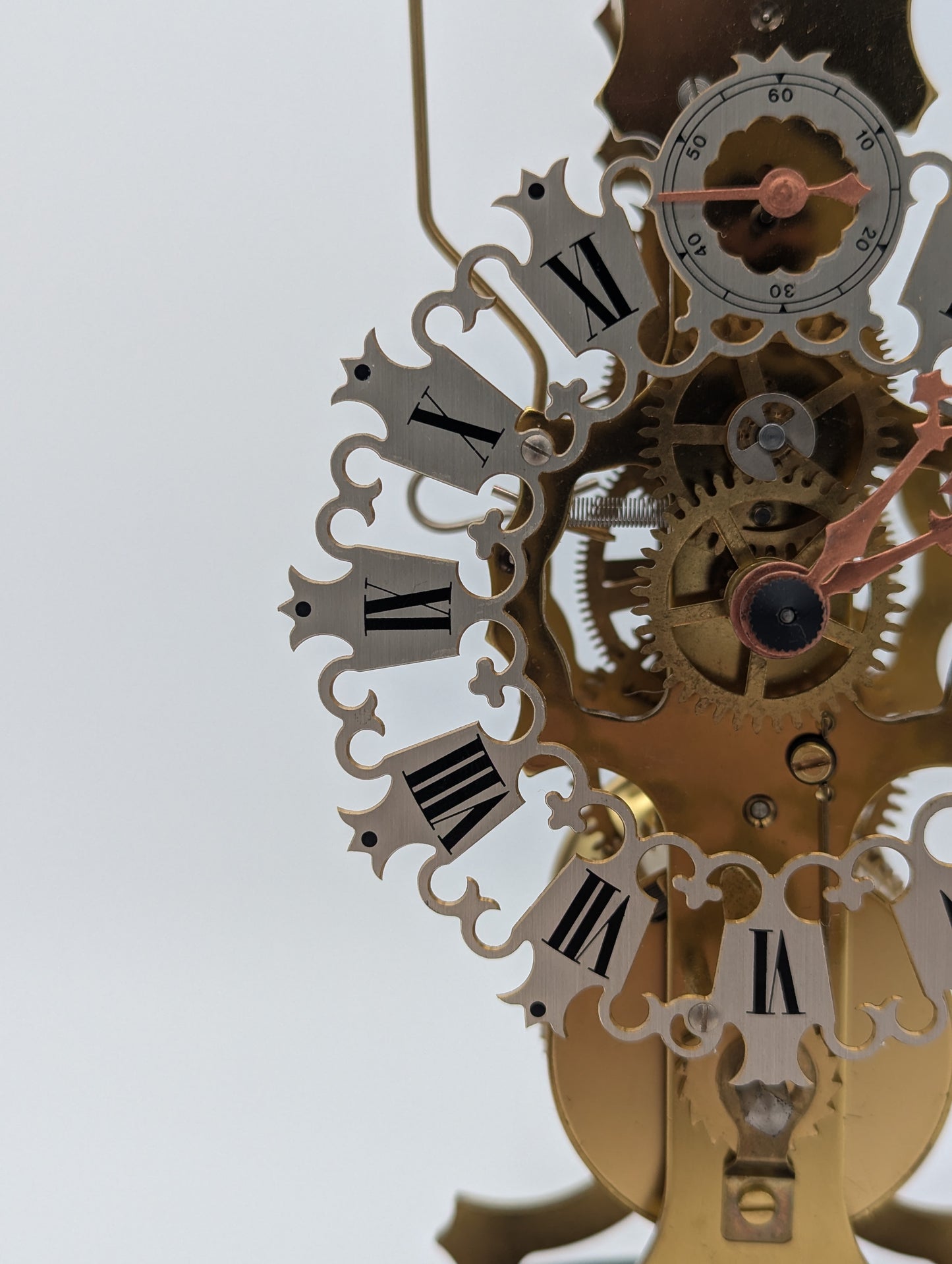 Skelett Uhr Tischuhr JTK Germany unter Glasdom Mechanische Uhr Vintage