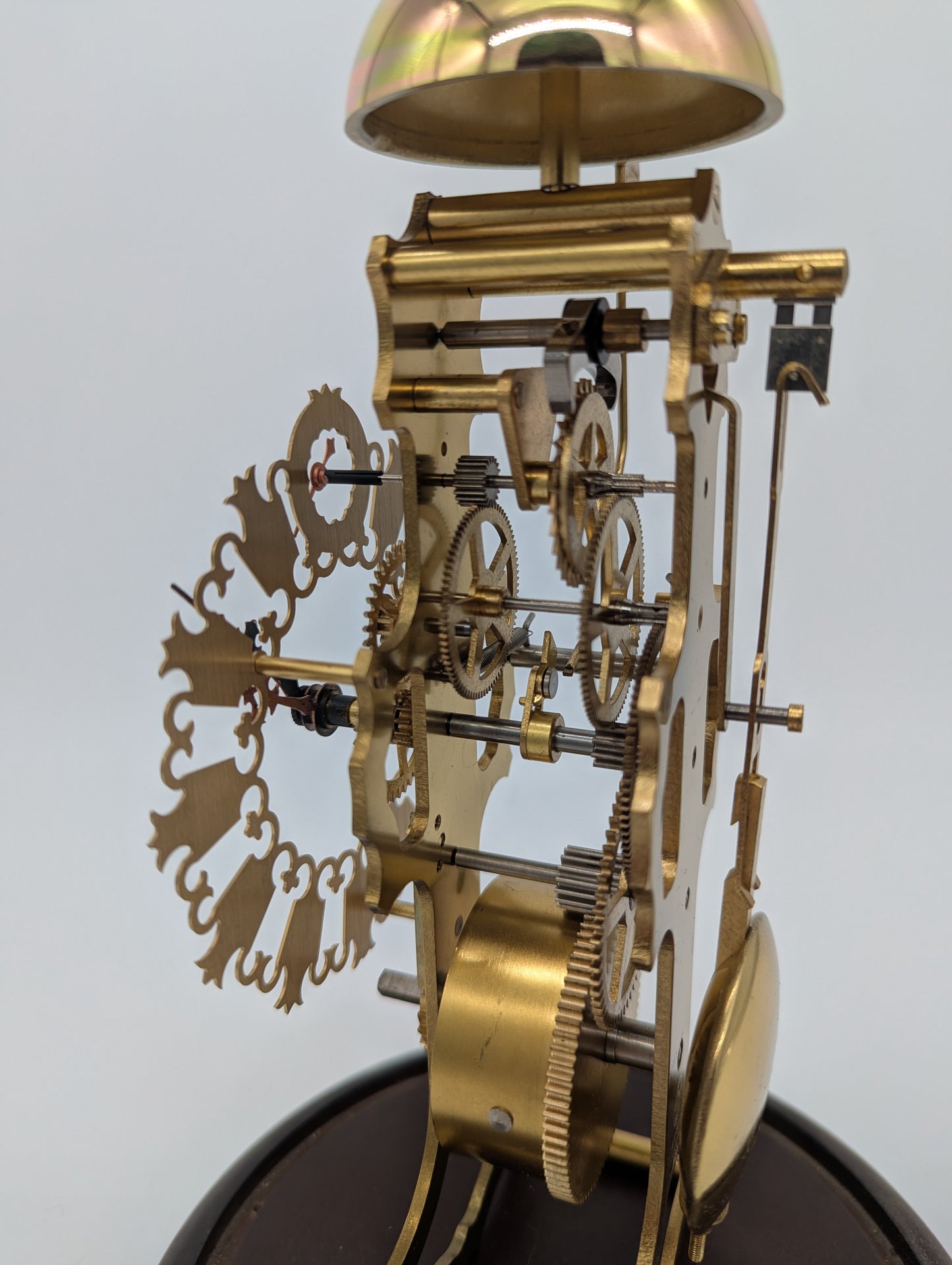 Skelett Uhr Tischuhr JTK Germany unter Glasdom Mechanische Uhr Vintage