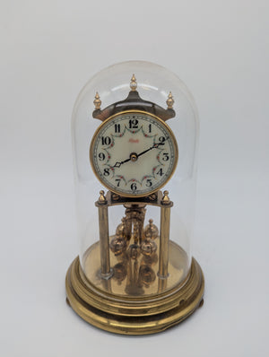 Tischuhr Kaminuhr von Kundo mit Drehpendel und Glasdom Vintage Schreibtischuhr
