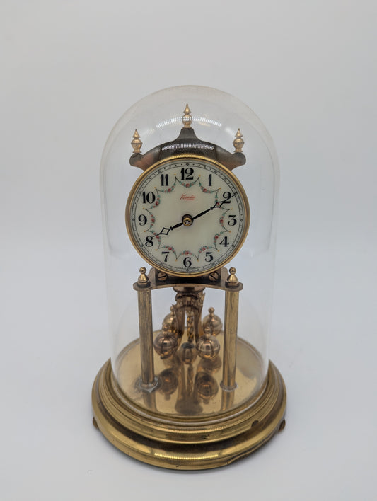 Tischuhr Kaminuhr von Kundo mit Drehpendel und Glasdom Vintage Schreibtischuhr