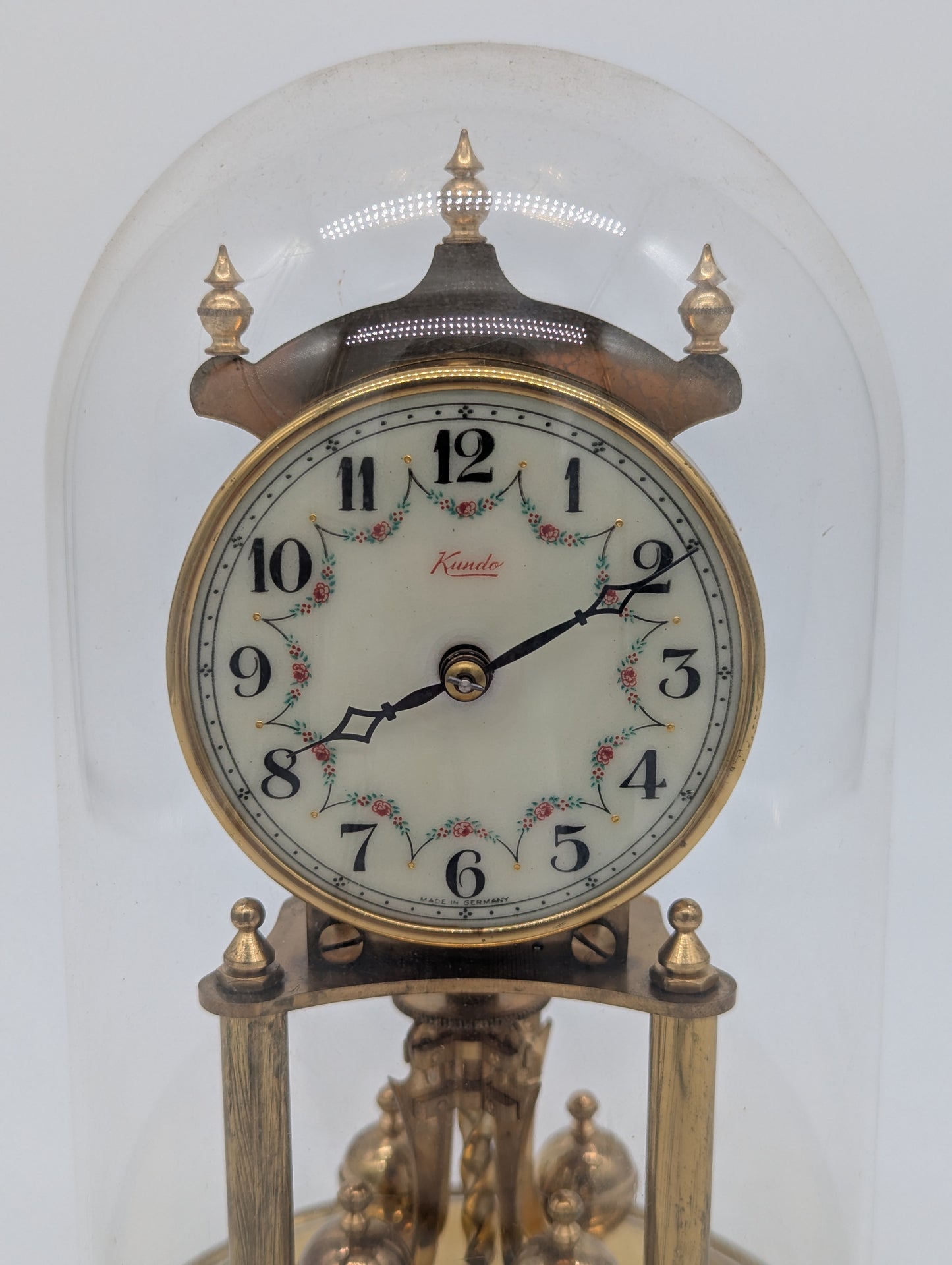 Tischuhr Kaminuhr von Kundo mit Drehpendel und Glasdom Vintage Schreibtischuhr