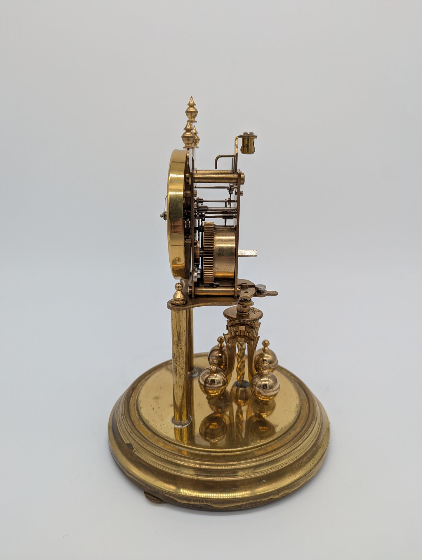 Tischuhr Kaminuhr von Kundo mit Drehpendel und Glasdom Vintage Schreibtischuhr