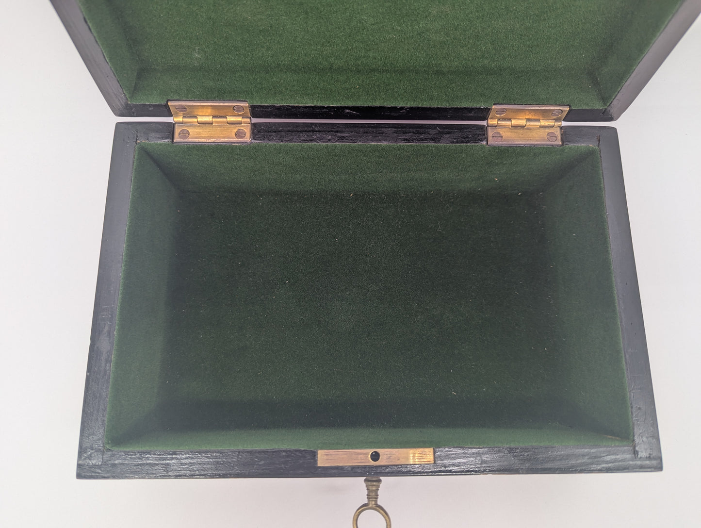 Holz Box Schmuckschatulle Schatulle mit Intarsien grün gefüttert mit Schlüssel