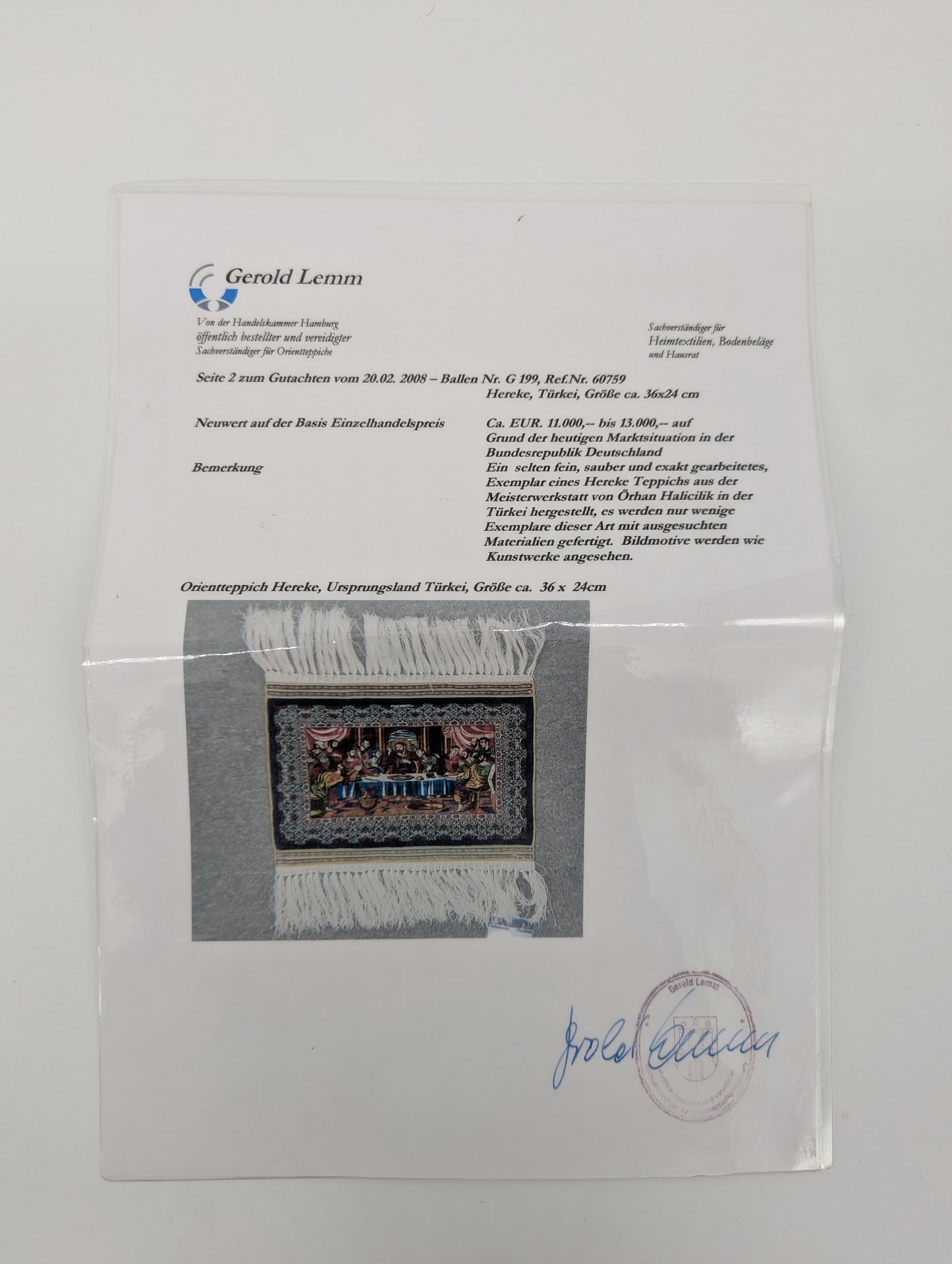Hereke Seidenteppich Orientteppich Orhan Haliçilik 36 × 24 cm 4 Mio Knoten 20x20