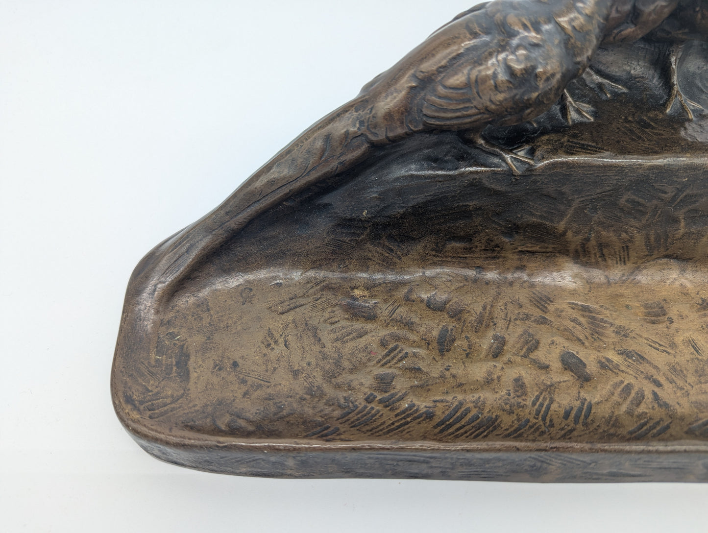 Bronze Schreibtisch Garnitur Fasanen Briefständer Tintenlöscher signiert