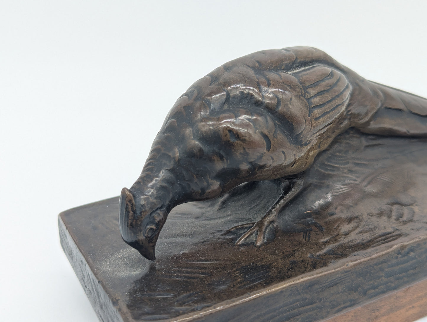 Bronze Schreibtisch Garnitur Fasanen Briefständer Tintenlöscher signiert