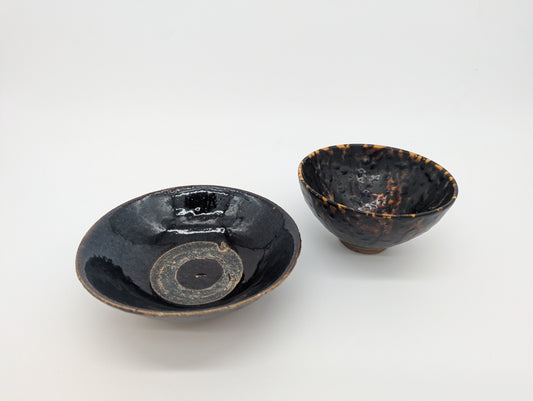 Keramik Schalen Set Handgefertigt mit Schwarzbrauner Glasur