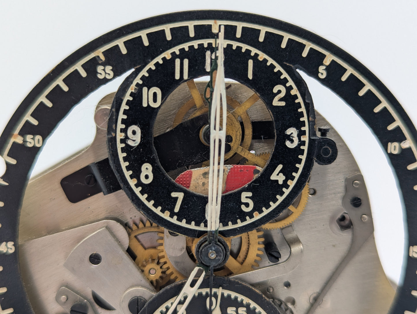 Stoppuhr Uhr offenes Chronographenwerk Mechanische Skelett Uhr Vintage