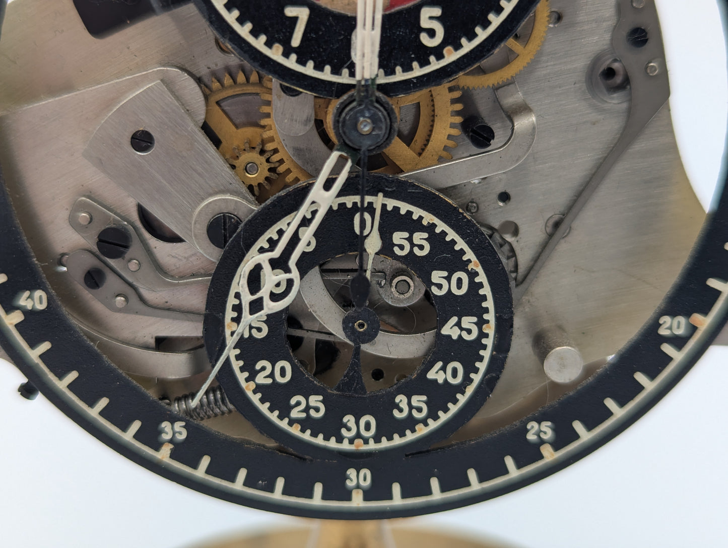 Stoppuhr Uhr offenes Chronographenwerk Mechanische Skelett Uhr Vintage