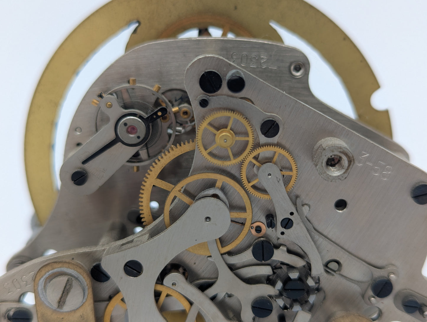 Stoppuhr Uhr offenes Chronographenwerk Mechanische Skelett Uhr Vintage