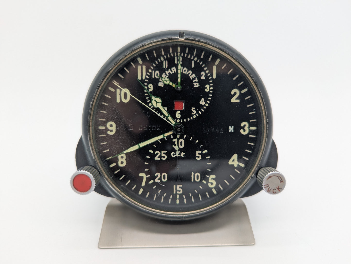 Uhr Borduhr Mig-29 Cockpitinstrument alte Fliegeruhr UdSSR ACHS-1M