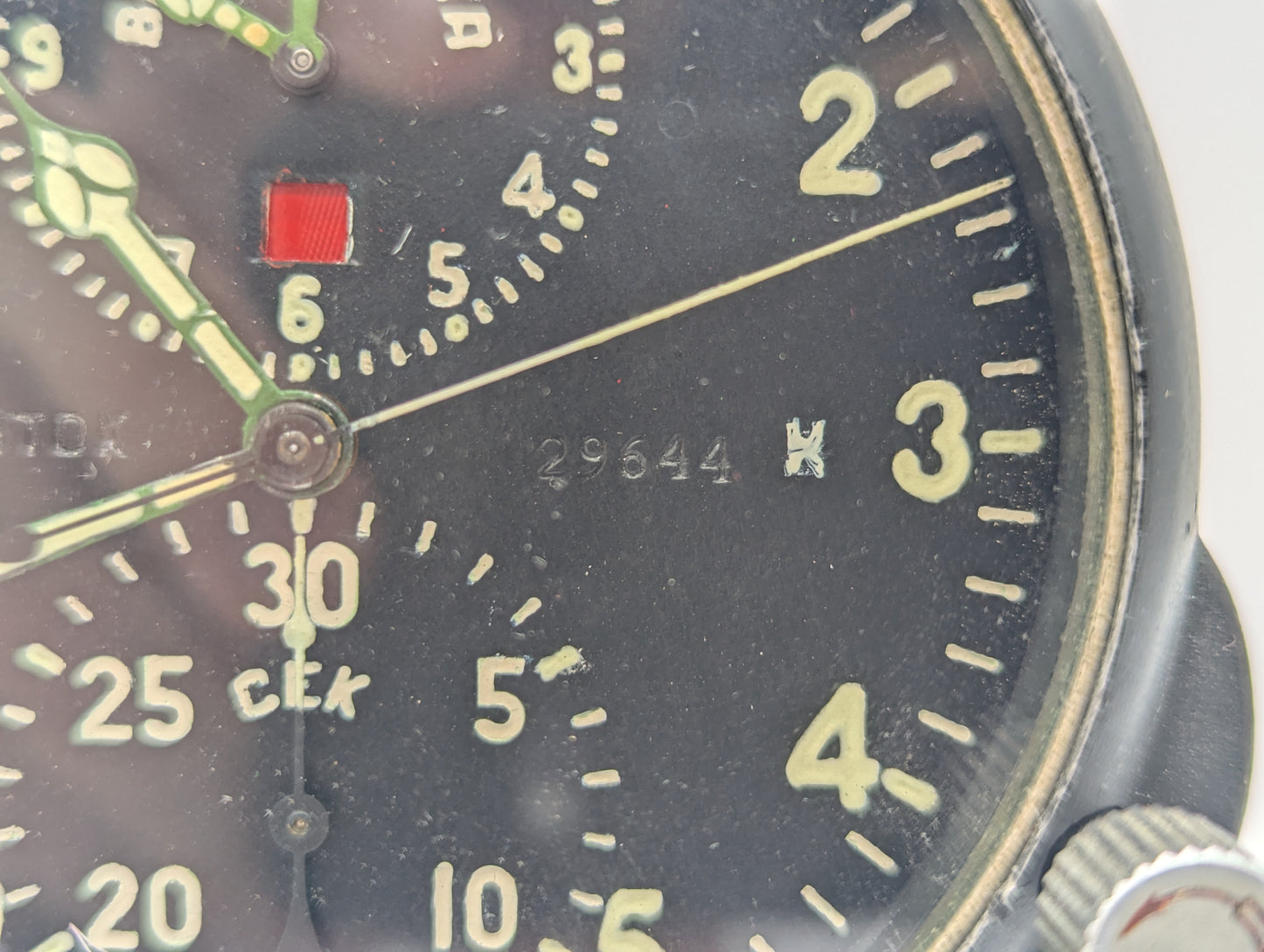 Uhr Borduhr Mig-29 Cockpitinstrument alte Fliegeruhr UdSSR ACHS-1M