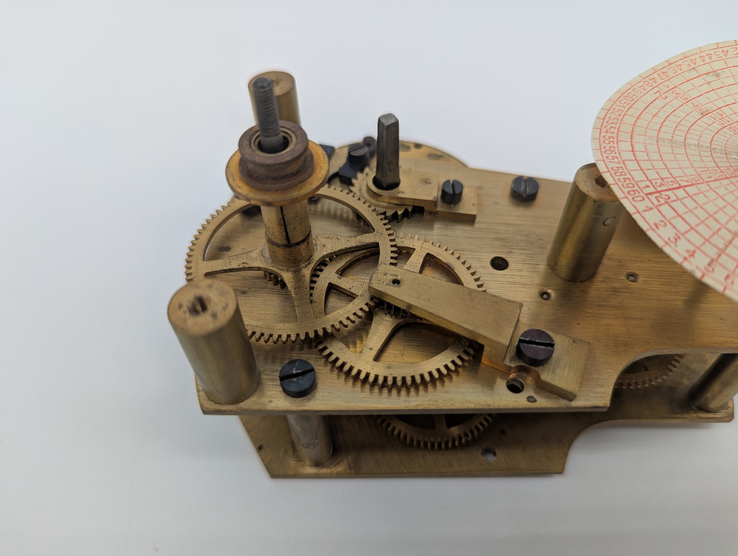 Uhrwerk Mechanisches Registrierwerk Messing mit Diagrammscheibe Vintage