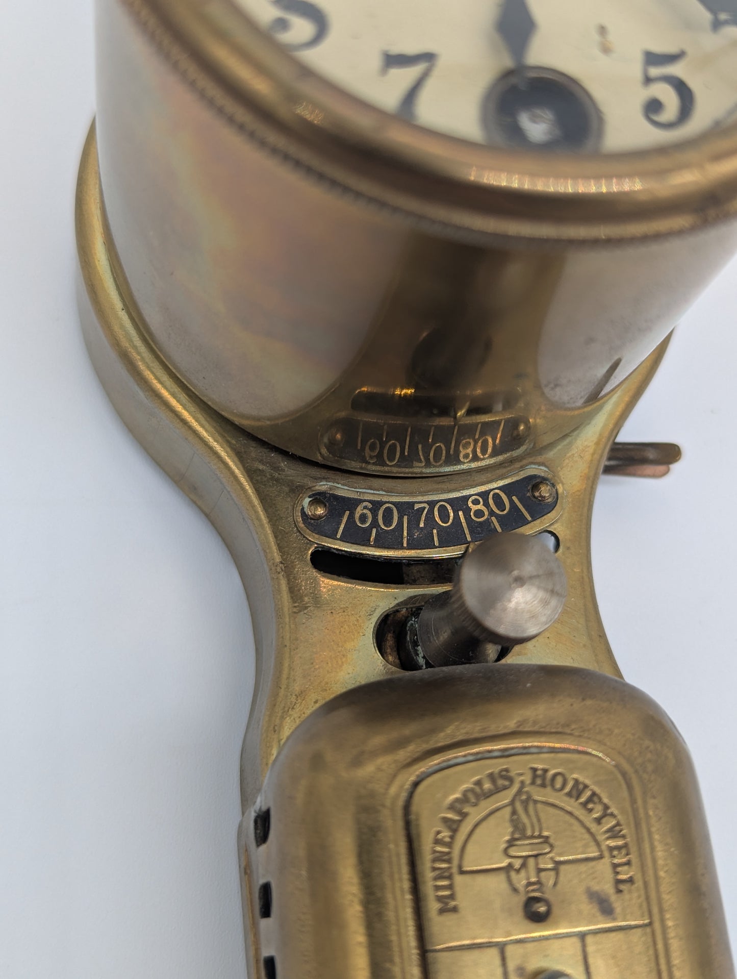 Uhr Wanduhr mit Thermometer Minneapolis Honeywell Vintage 30er jahre