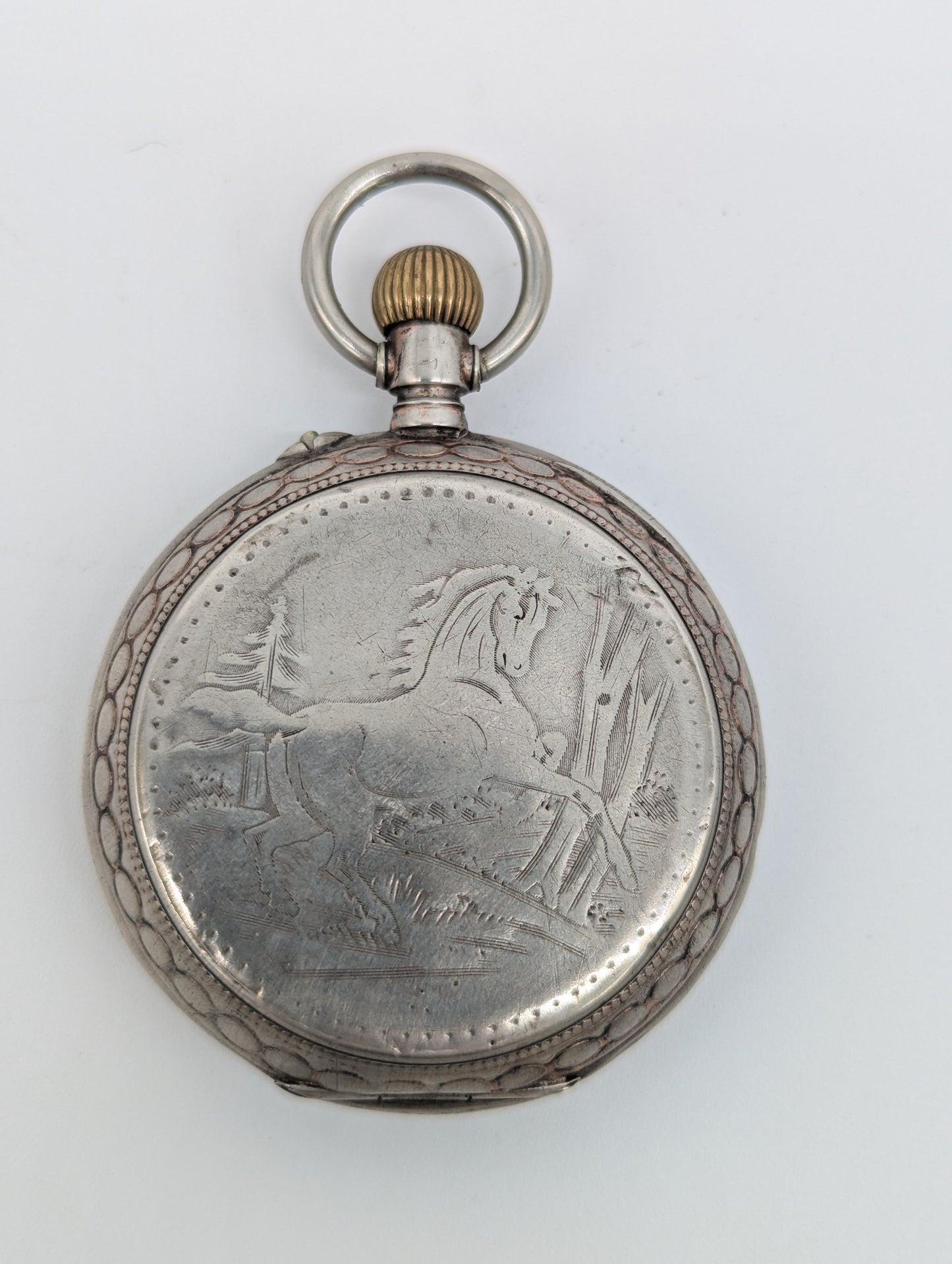 Uhr Taschenuhr Tischuhr unter Glasdom mit Floralen Akzenten Vintage