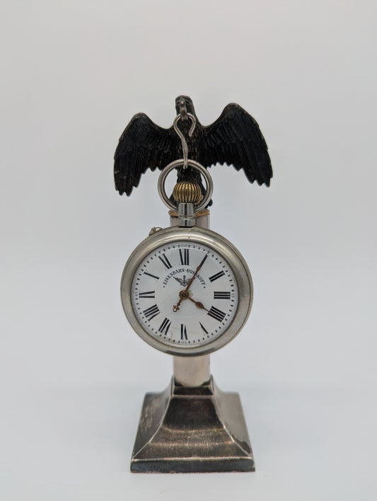 Taschenuhr Uhr Eisenbahn Rosskopf mit Adlerständer Vintage