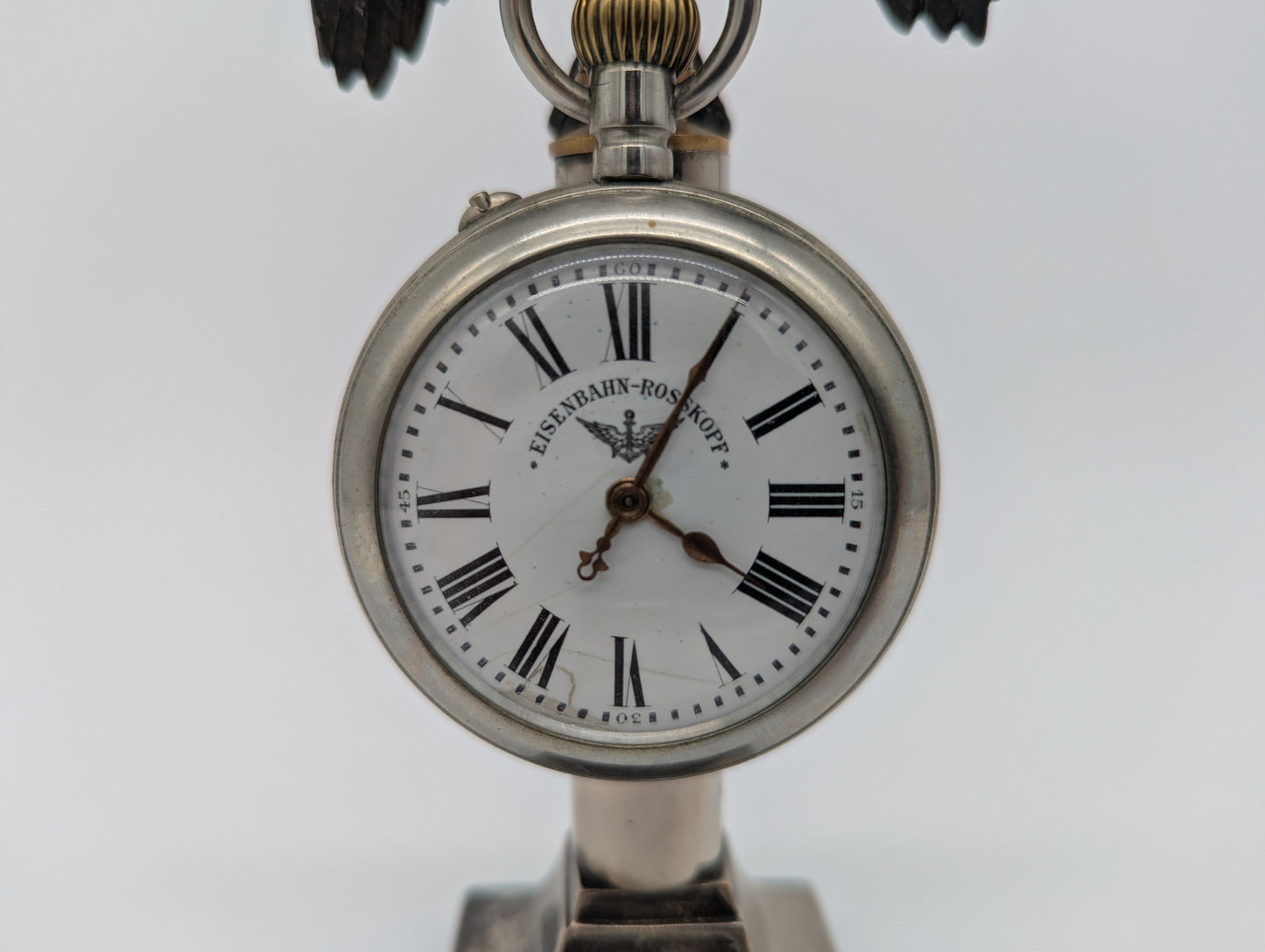 Taschenuhr Uhr Eisenbahn Rosskopf mit Adlerständer Vintage