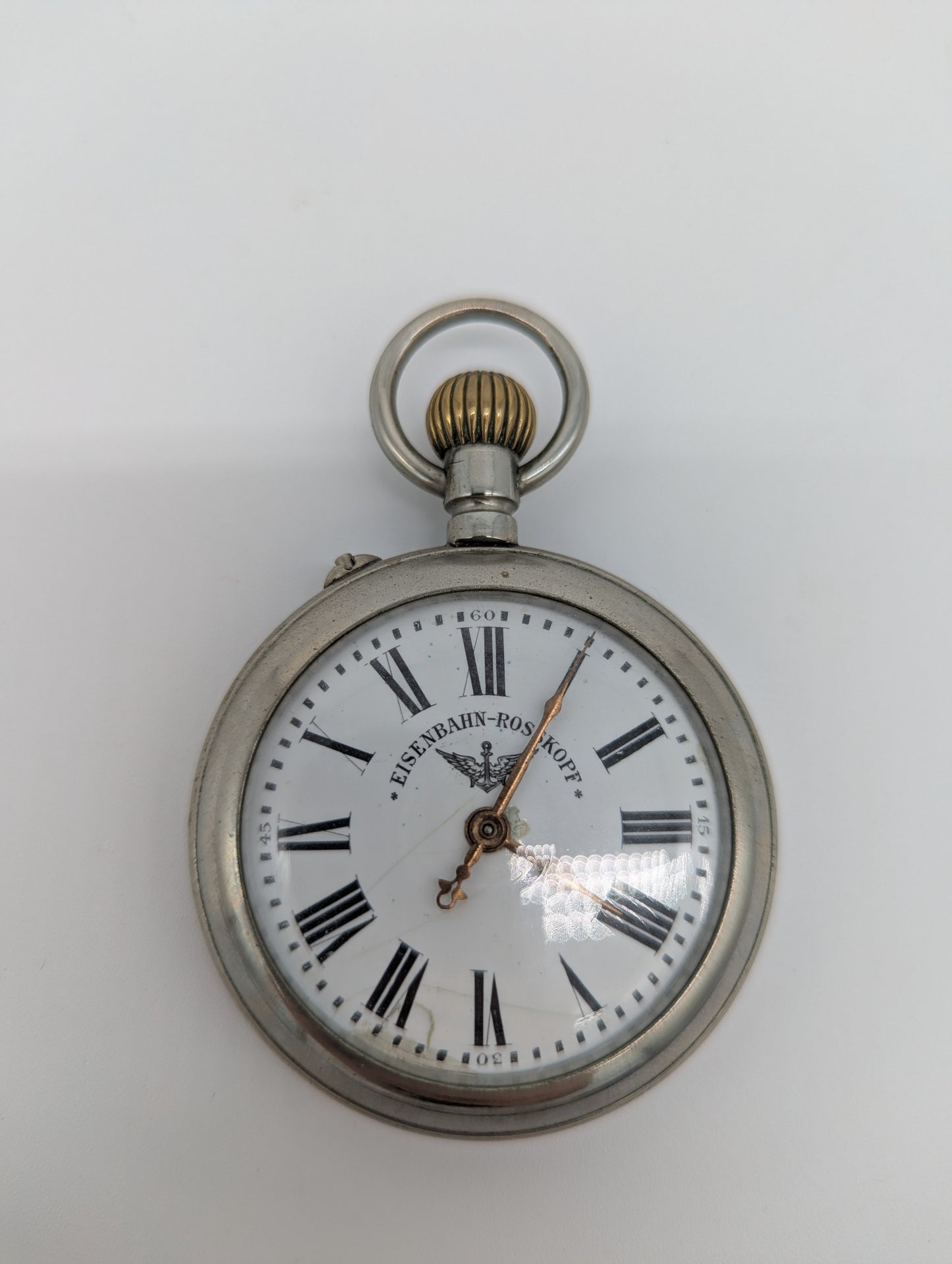 Taschenuhr Uhr Eisenbahn Rosskopf mit Adlerständer Vintage