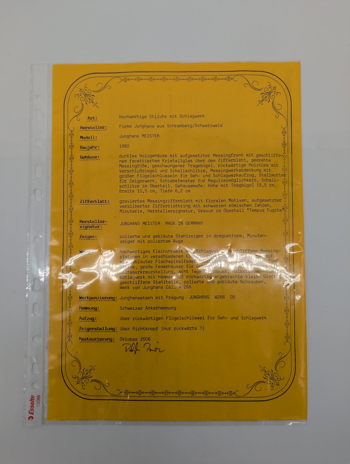 Tischuhr Uhr Junghans Meister mit Handaufzug Vintage 1960er Jahre