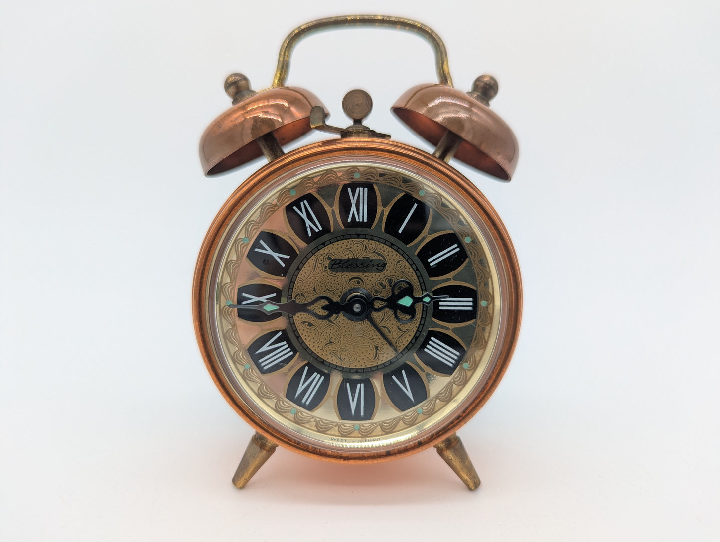 Wecker Tischuhr Uhr Blessing Kupferdesign Doppelglockenwecker Vintage