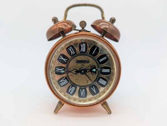 Wecker Tischuhr Uhr Blessing Kupferdesign Doppelglockenwecker Vintage