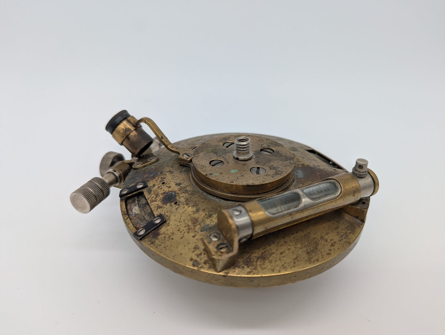 Alter Theodolit Messinstrument Komponent Präzisionsmessgerät Vintage Messing