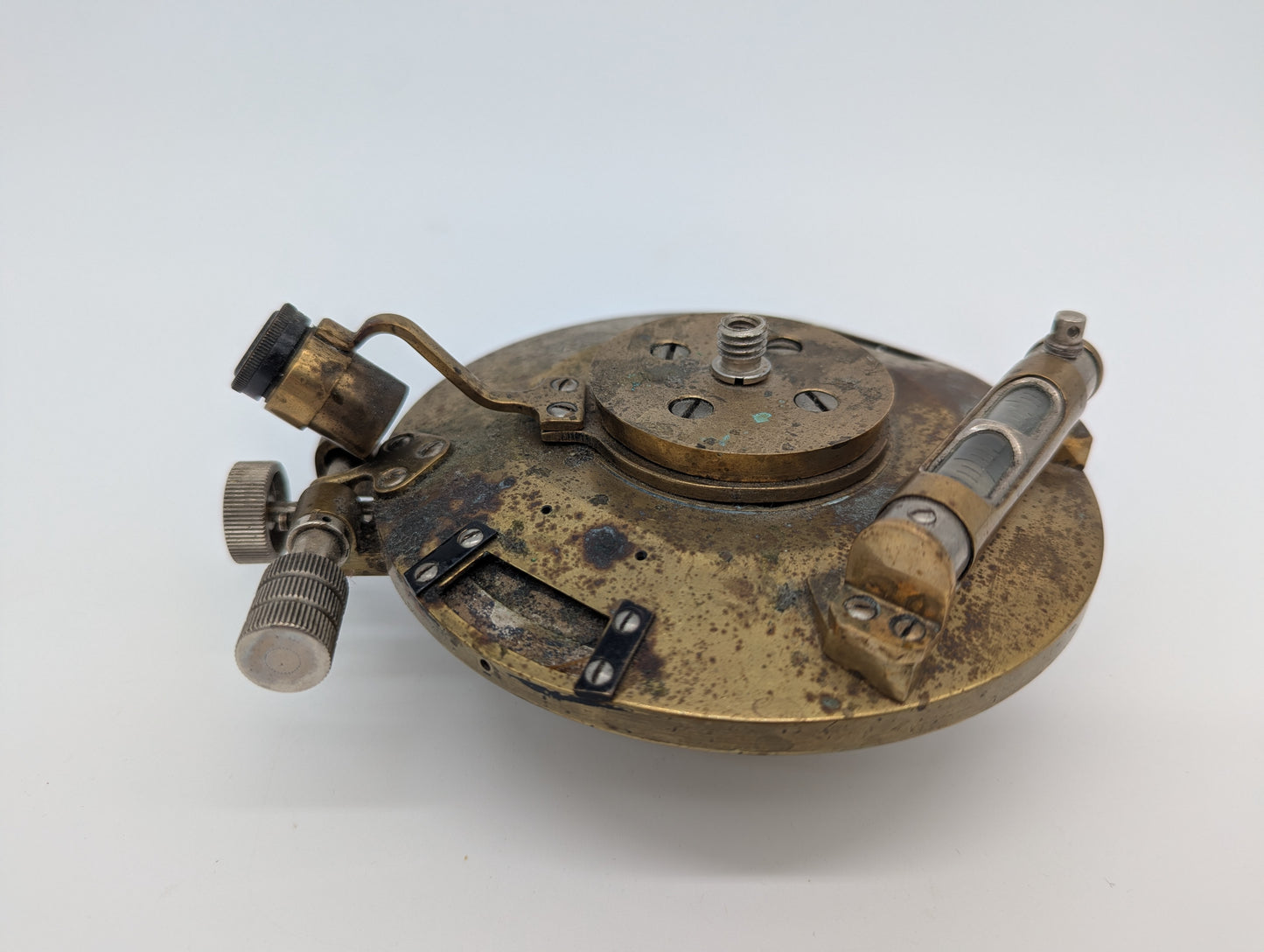 Alter Theodolit Messinstrument Komponent Präzisionsmessgerät Vintage Messing