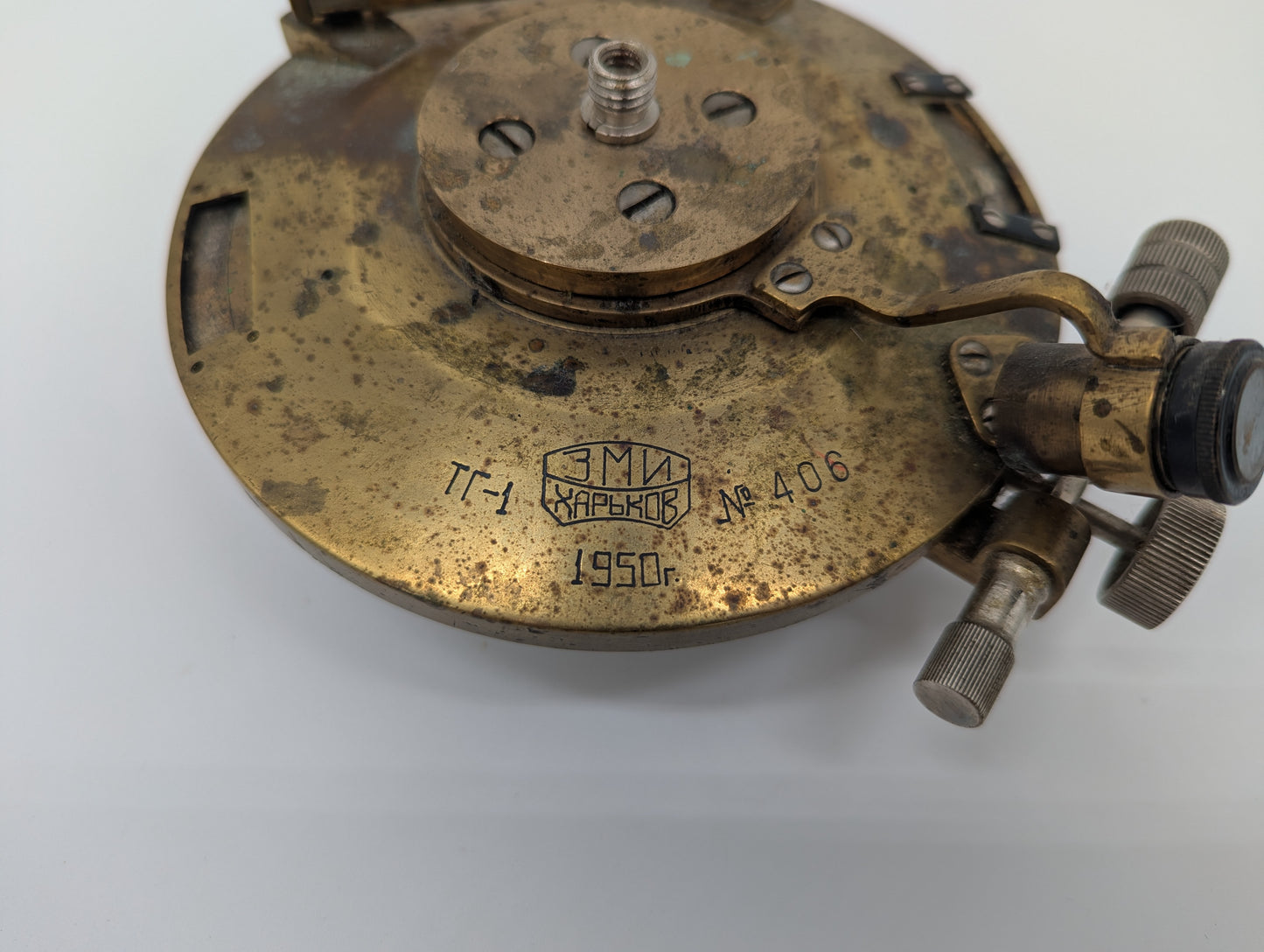 Alter Theodolit Messinstrument Komponent Präzisionsmessgerät Vintage Messing