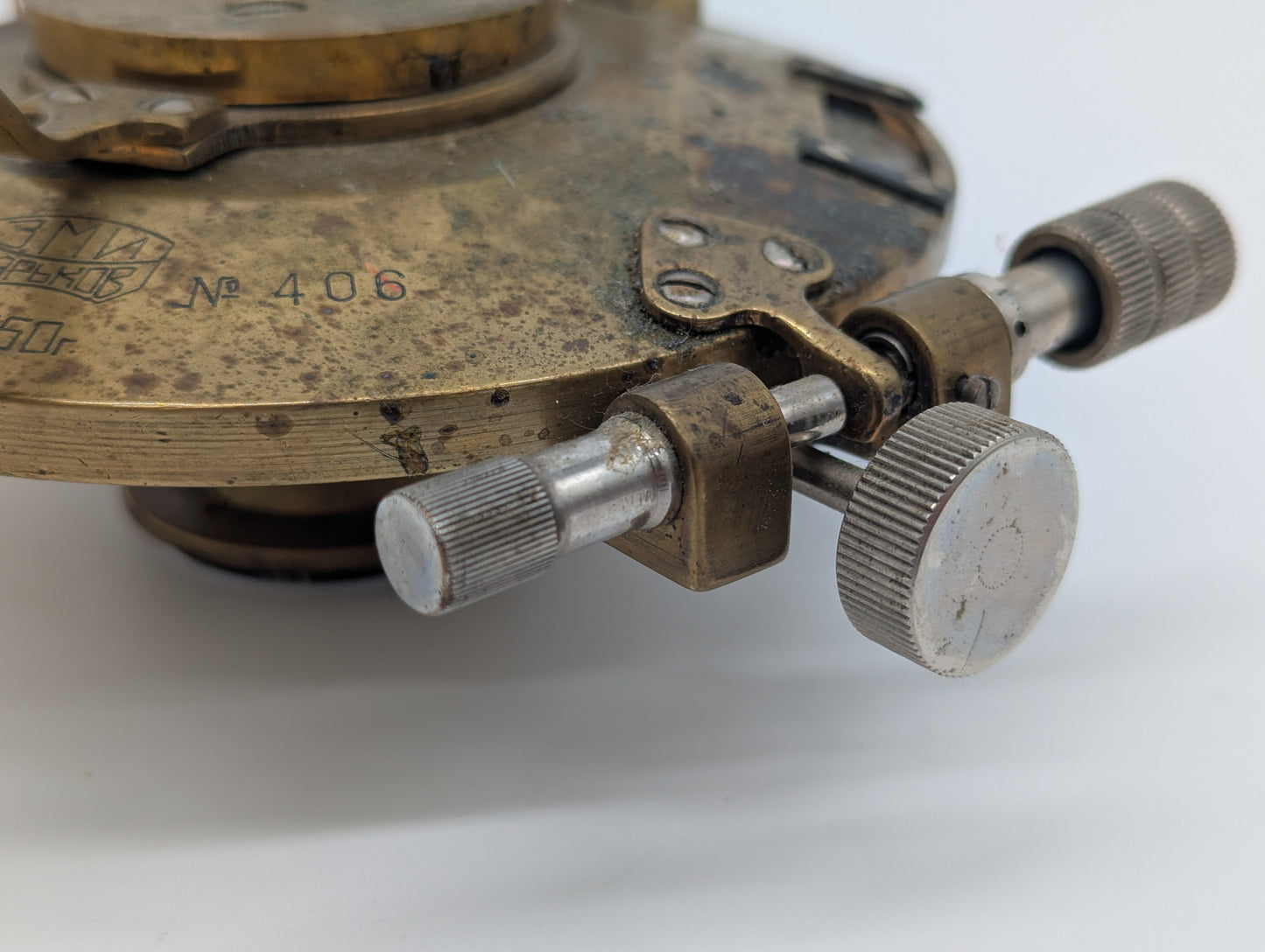 Alter Theodolit Messinstrument Komponent Präzisionsmessgerät Vintage Messing