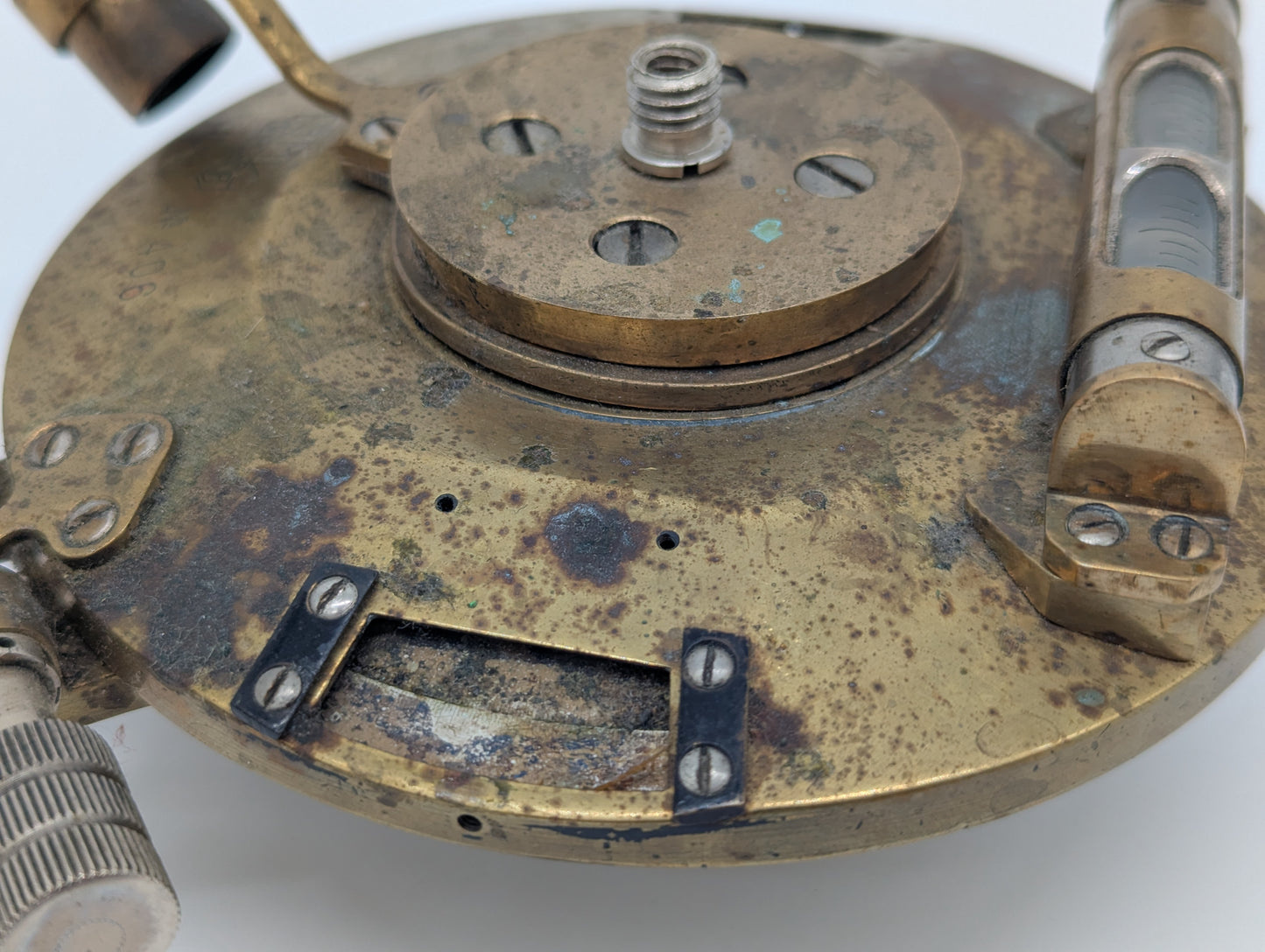 Alter Theodolit Messinstrument Komponent Präzisionsmessgerät Vintage Messing