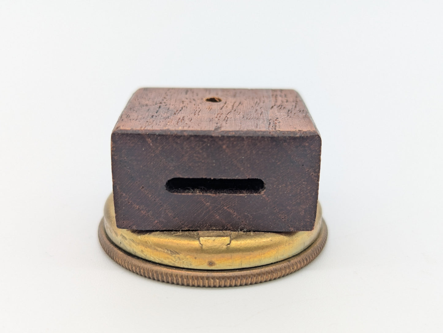 Reisewecker Wecker Miniatur Uhr mechanisch mit Holzkorpus und Messingring