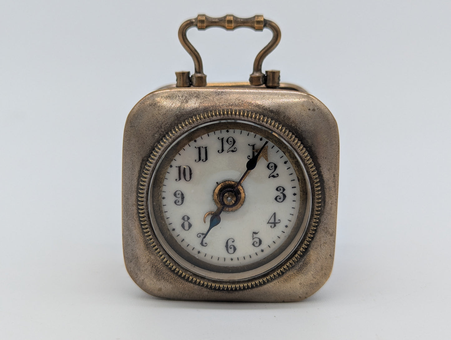 Antiker Französischer Wecker Reisewecker Miniaturuhr Vintage Metall