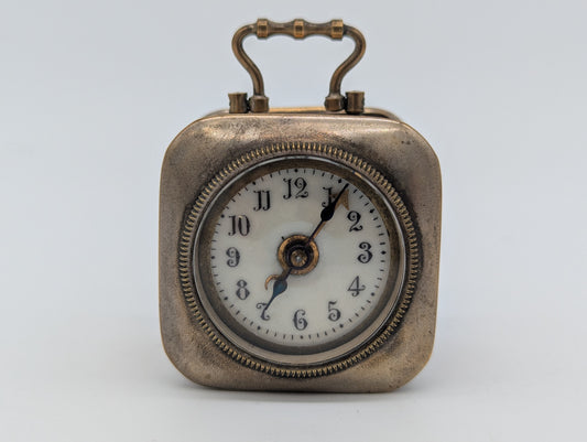 Antiker Französischer Wecker Reisewecker Miniaturuhr Vintage Metall