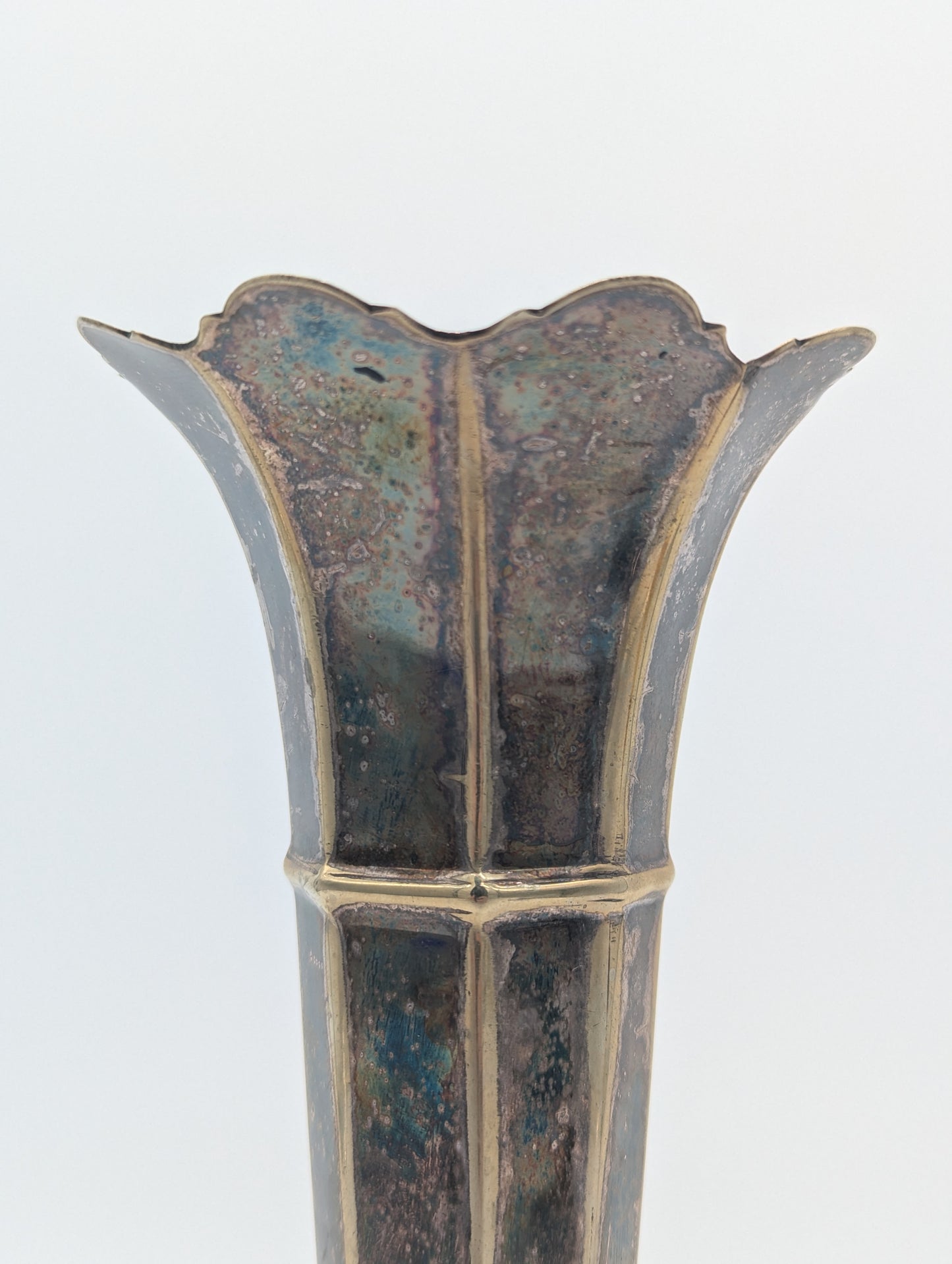 Paar Vasen Blumenvasen versilbert EPNS Stanqual mit Blütenrand Vintage