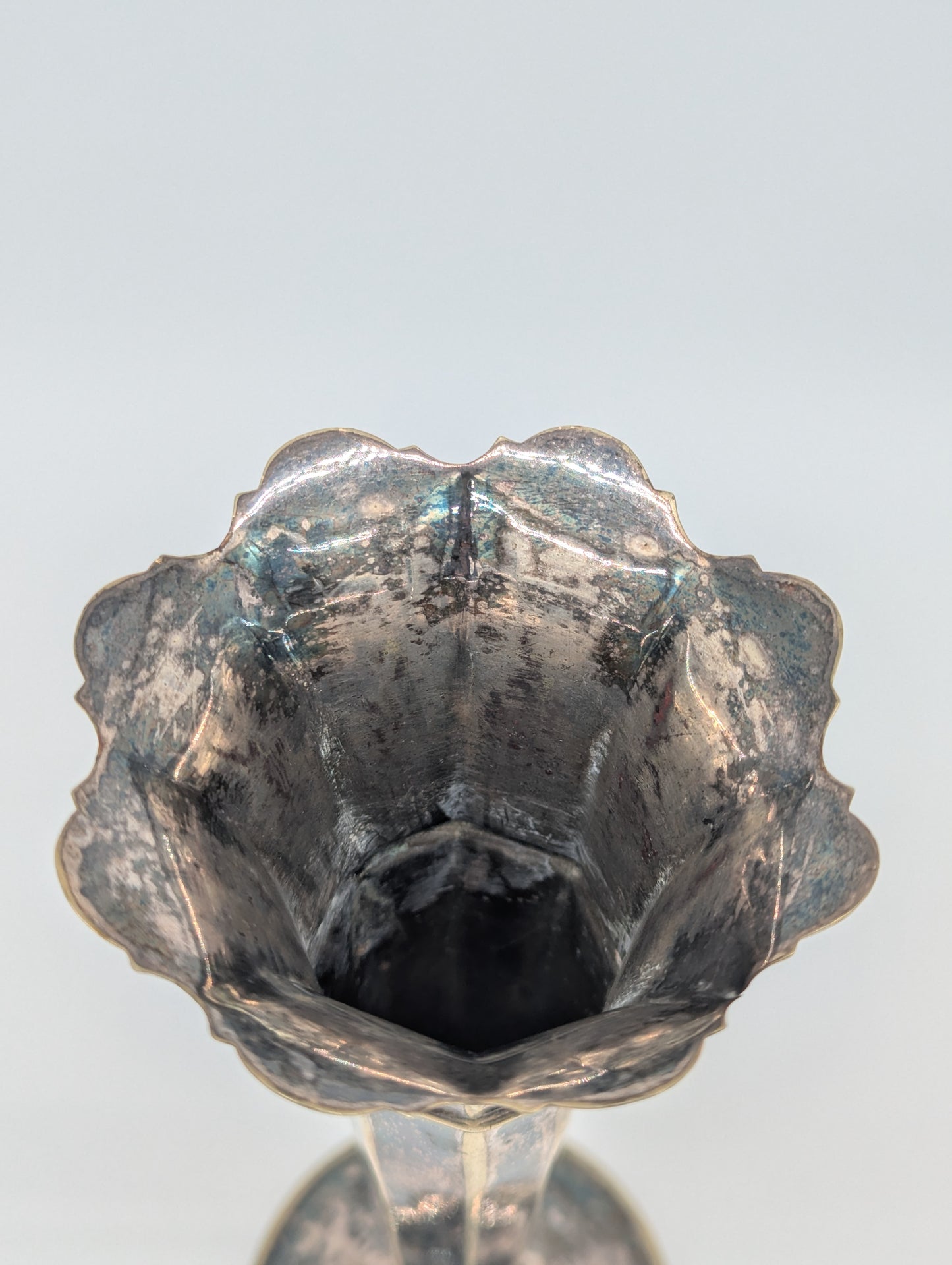 Paar Vasen Blumenvasen versilbert EPNS Stanqual mit Blütenrand Vintage